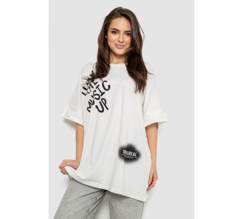 Футболка жіноча з принтом, колір молочний, 244R4002-2