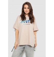 Футболка жіноча з принтом, колір світло-бежевий, 244R4012
