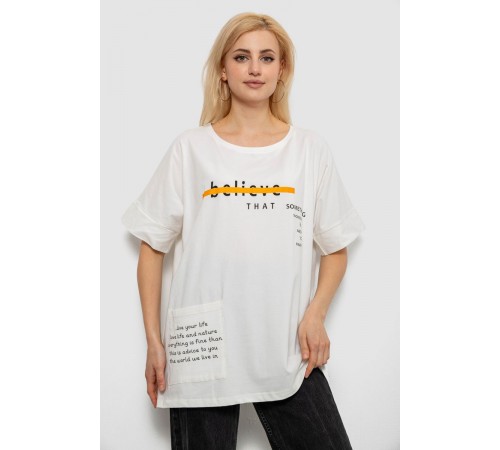 Футболка жіноча з принтом, колір молочний, 244R4020