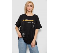 Футболка жіноча з принтом, колір чорний, 244R4020