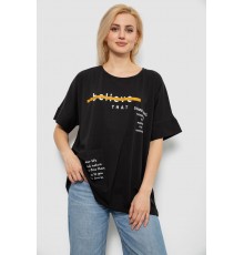 Футболка жіноча з принтом, колір чорний, 244R4020
