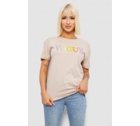 Футболка жіноча з принтом, колір бежевий, 244R4022