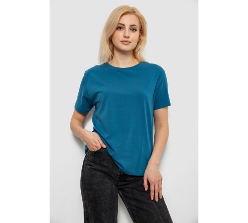Футболка жіноча однотонна, колір джинс, 244R802-5