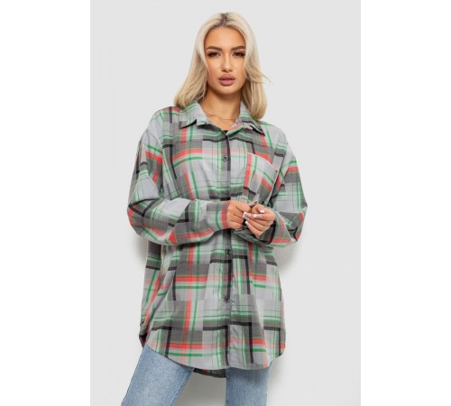 Сорочка жіноча в клітинку, колір сіро-зелений, 257R505