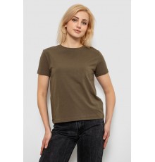 Футболка жіноча однотонна, колір хакі, 244R802-5