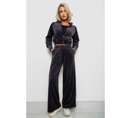 Спортивний костюм жіночий велюровий, колір чорнильний, 257R4125