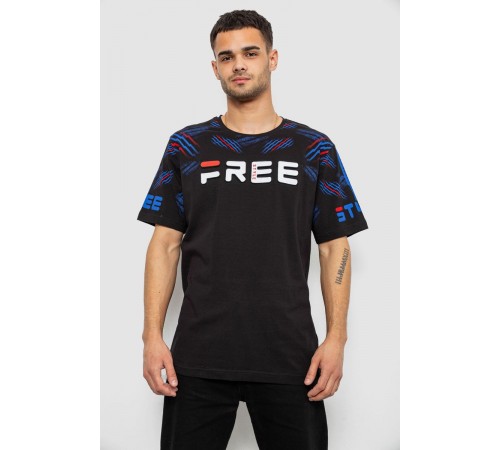 Футболка мужская с принтом, цвет черный, 244R6738B