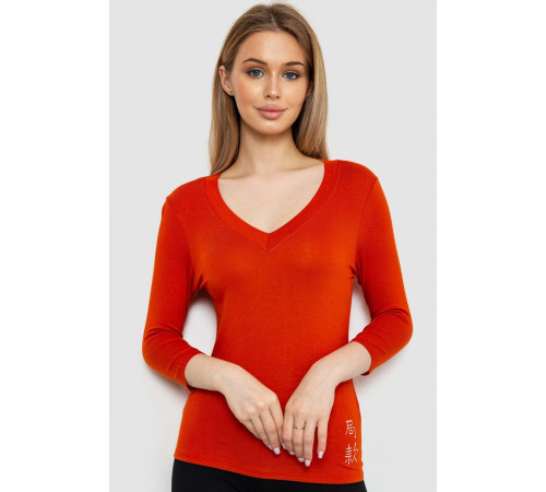 Женский лонгслив укороченный с рукавом 3/4, цвет терракотовый, 186R508