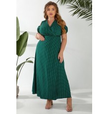 Сукня жіноча на запах у горошок софт, колір зелений, 257R358-3