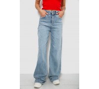 Джинсы женские однотонные Wide leg, цвет голубой, 244R00198