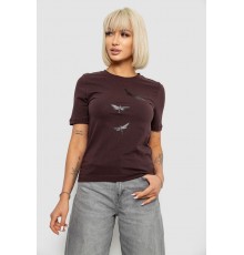 Жіноча футболка з принтом, колір шоколадний, 241R120