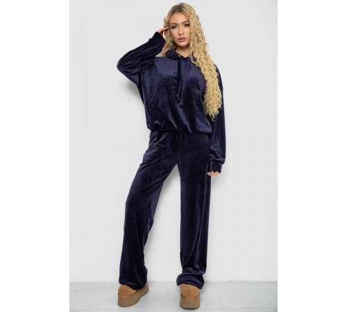 Спортивний костюм жіночий велюровий, колір темно-синій, 241R2001-20
