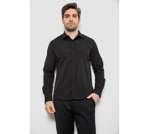Рубашка мужская однотонная с принтом, цвет черный, 186R6918-6