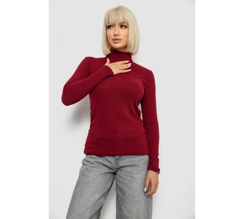 Гольф жіночий однотонний в рубчик, колір бордовий, 257R101