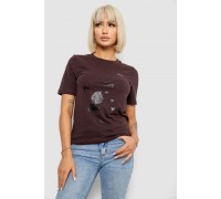 Футболка женская с принтом, цвет шоколадный, 241R1828