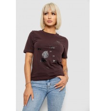 Футболка жіноча з принтом, колір шоколадний, 241R1828