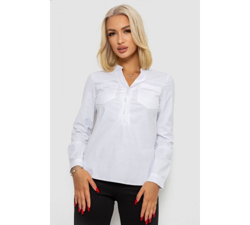 Блуза однотонна, колір білий, 230R96-12