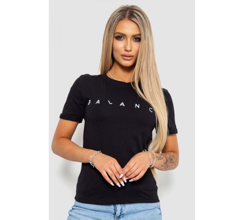 Футболка жіноча з принтом, колір чорний, 238R57400