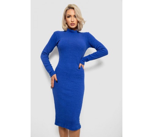 Сукня однотонна в рубчик, колір синій, 257R701