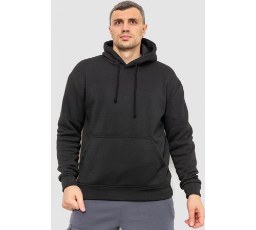 Худи мужской на флисе однотонный, цвет черный, 241R2650