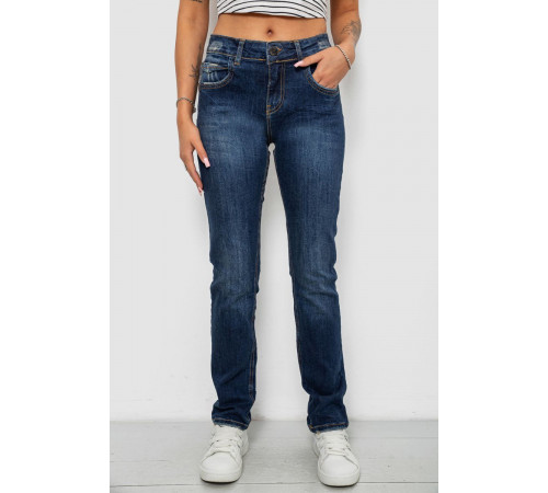 Джинси жіночі однотонні Straight fit, колір синій, 244R11489