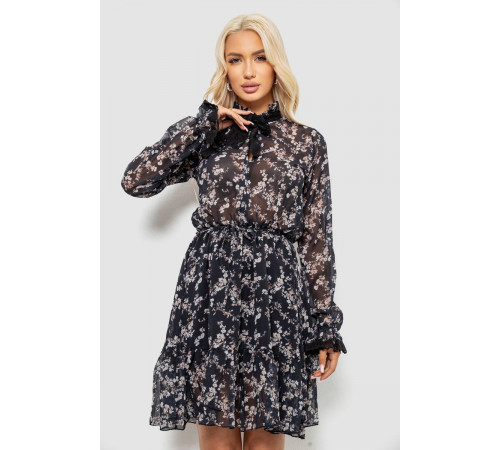 Платье женское с принтом софт, цвет черный, 244R349