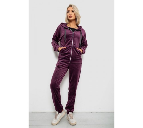 Спортивний костюм жіночий велюровий, колір сливовий, 257R4122