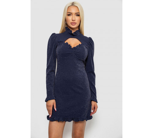 Платье женское однотонное нарядное, цвет синий, 244R399