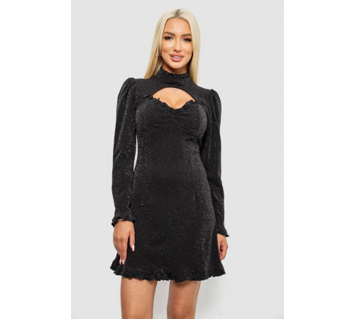 Платье женское однотонное нарядное, цвет черный, 244R399