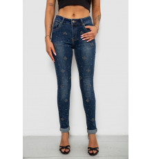Джинсы женские однотонные Skinny, цвет синий, 244RA-019
