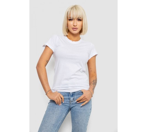 Футболка жіноча однотонна, колір білий, 129R8900