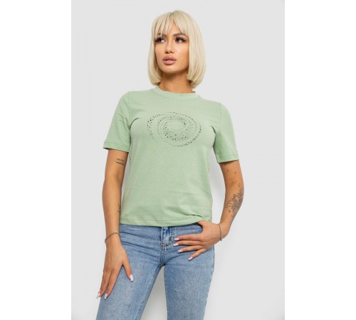 Футболка жіноча з принтом, колір оливковий, 241R139