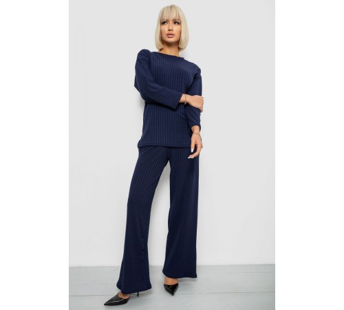 Костюм жіночий трикотажний в рубчик, колір синій, 257R1321-1