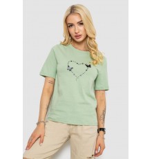 Футболка жіноча з принтом, колір оливковий, 241R125