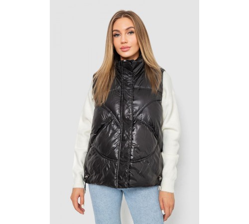 Жилет жіночий однотонний, колір чорний, 244R915
