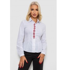 Блуза класична з вишивкою, колір білий, 230R03-2