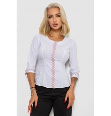 Блуза класична з вишивкою, колір білий, 230R03-1