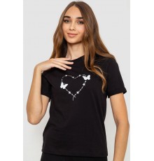 Футболка жіноча з принтом, колір чорний, 241R125