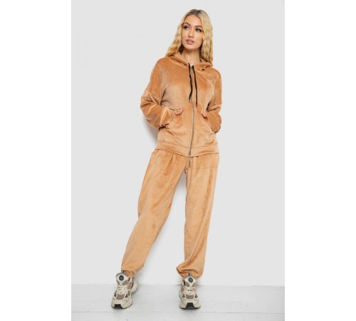 Спортивний костюм жіночий велюровий, колір темно-бежевий, 238R107-1