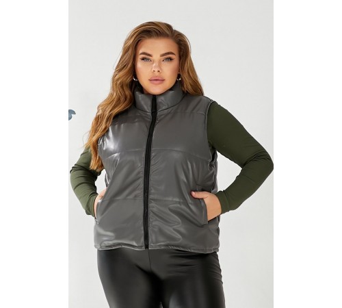 Жилет жіночий демісезонний екошкіра, колір сірий, 257R68