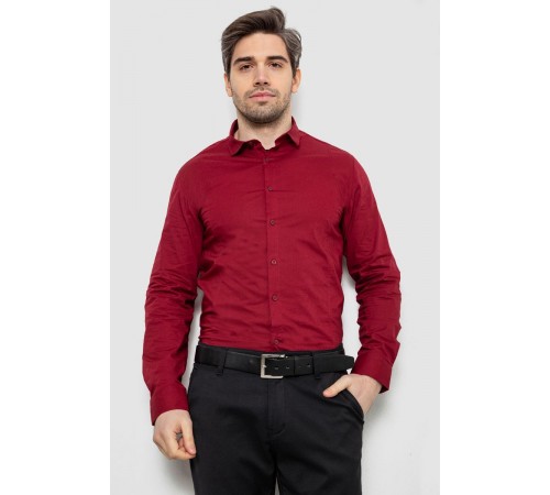 Рубашка мужская однотонная, цвет бордовый, 186R2013