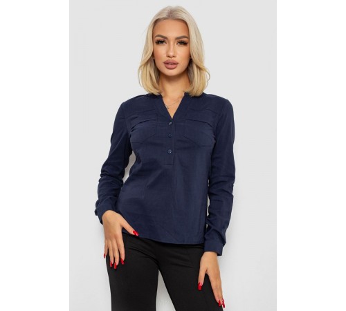 Блуза однотонна, колір синій, 230R96-11