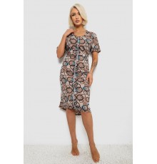 Халат жіночий на блискавці з принтом, колір мокко, 257R1030