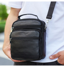 Мужская черная кожаная сумка-барсетка 22х24х8, мессенджер на каждый день Bexhill A25-228C черный