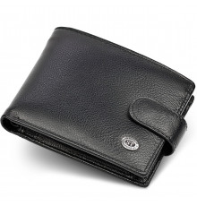 Шкіряне чоловіче портмоне на кнопці ST Leather ST-104-1 чорний