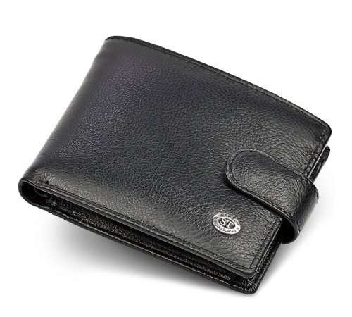 Кожаное мужское портмоне на кнопке ST Leather ST-104-1 черный