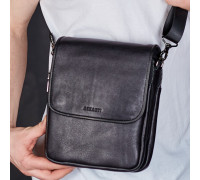 Мессенджер с клапаном через плечо 24х20х6, кожаная барсетка Tiding Bag TD-20033 черная