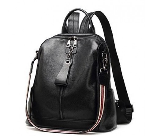 Шкіряний жіночий молодіжний рюкзак 23х30х13, сумка наплічна на кожен день, чорна