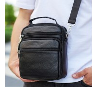 Чоловіча чорна шкіряна сумка-барсетка 22х24х8, месенджер Bexhill A25-228C чорний