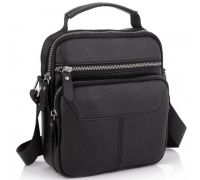 Чоловіча чорна сумка-барсетка 18x22x8, месенджер з натуральної шкіри Tiding Bag M2237A чорний